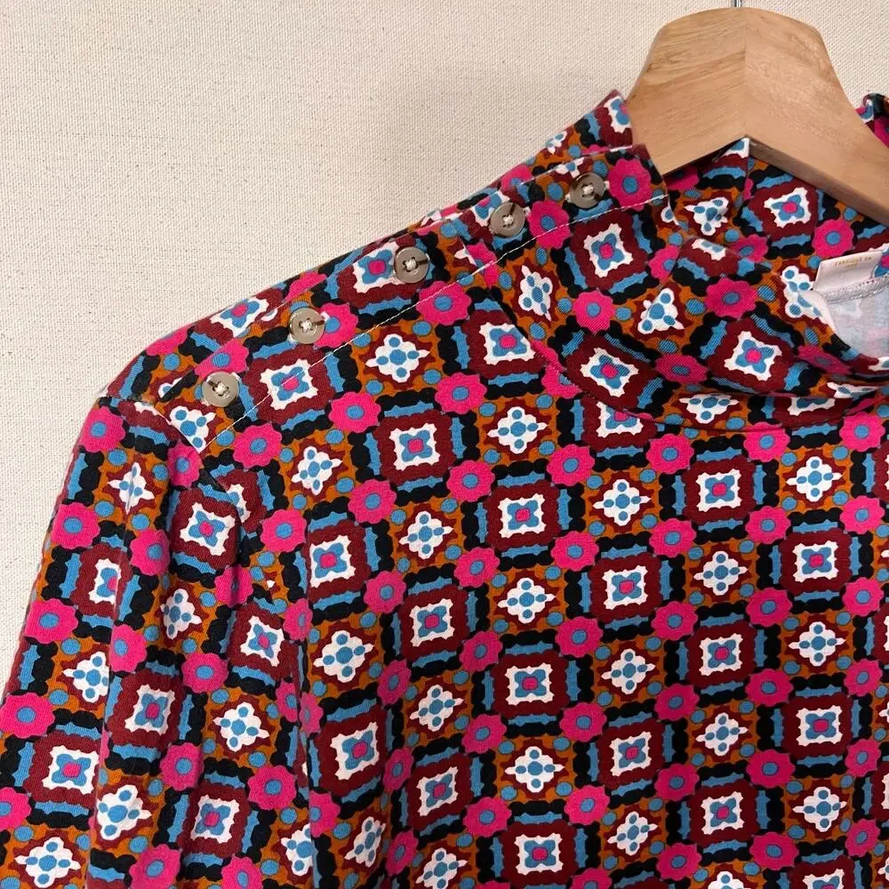 Maeve by Anthropologie Button Shoulder Turtleneck Blouse Top Long Sleeve Shirt - Picture 6 of 10